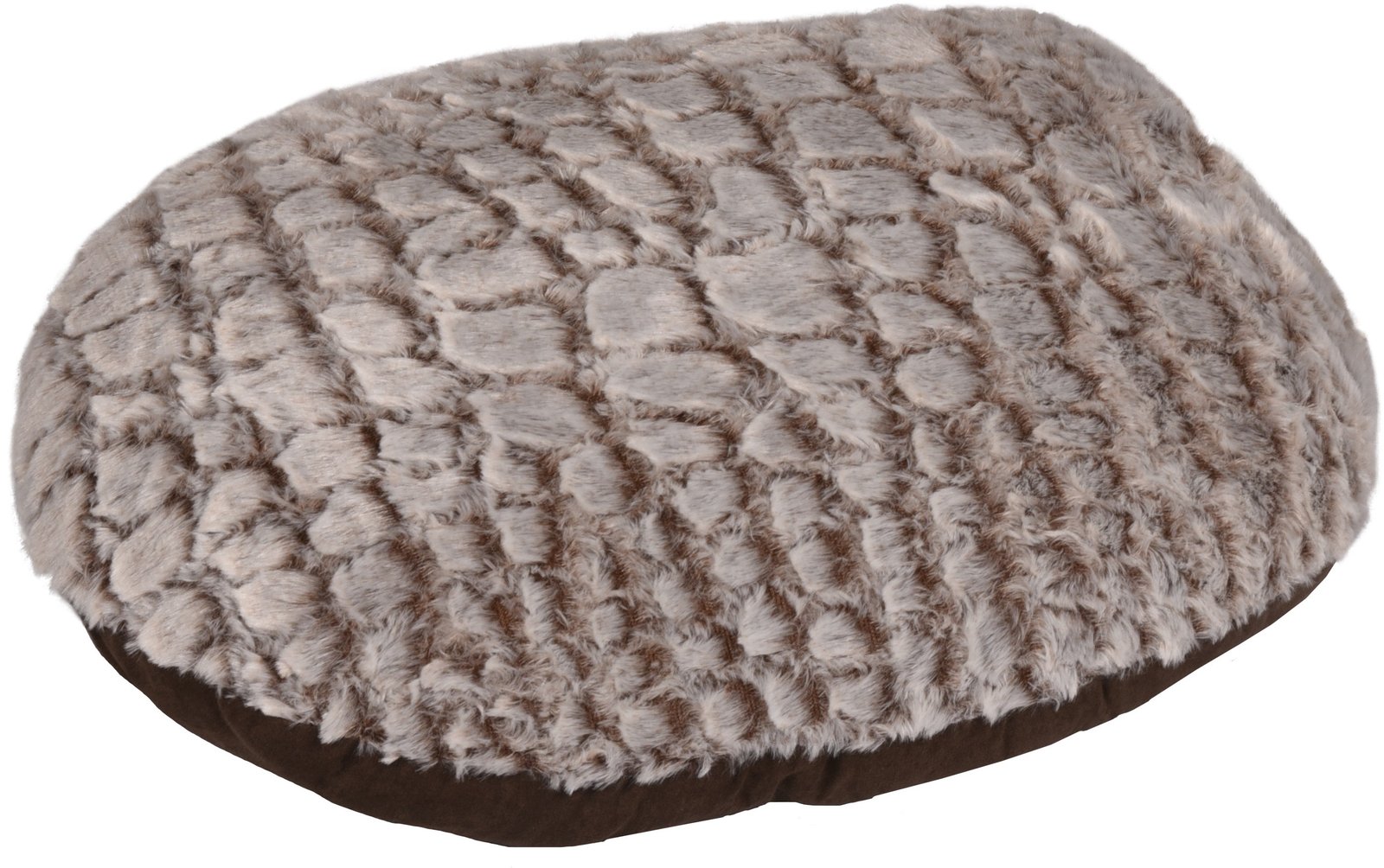 FL 519163 CUSHION SNOOZZY OVAL+ZIPPER BROWN 50x40x8CM
