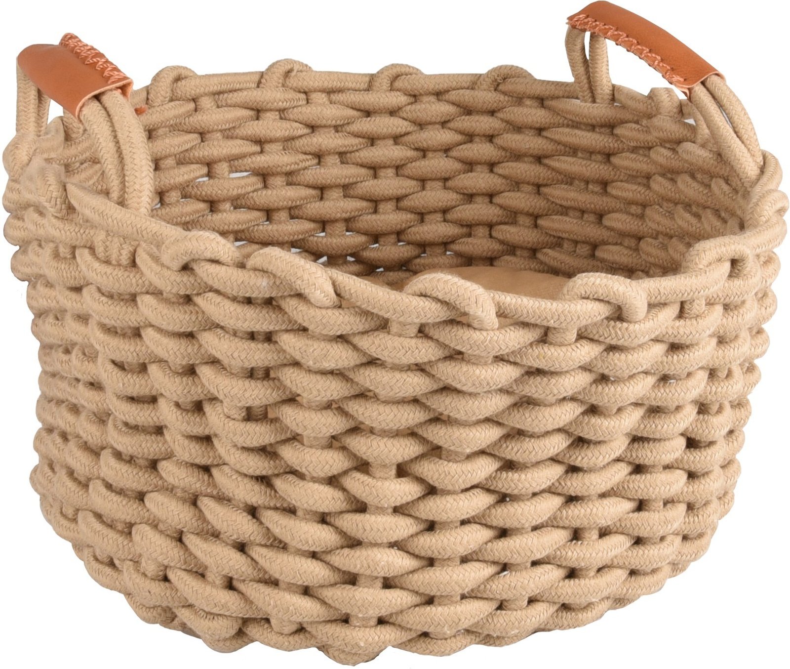 FL 560829 BASKET ENYA ROUND + CUSHION BEIGE DIA. 34x18CM