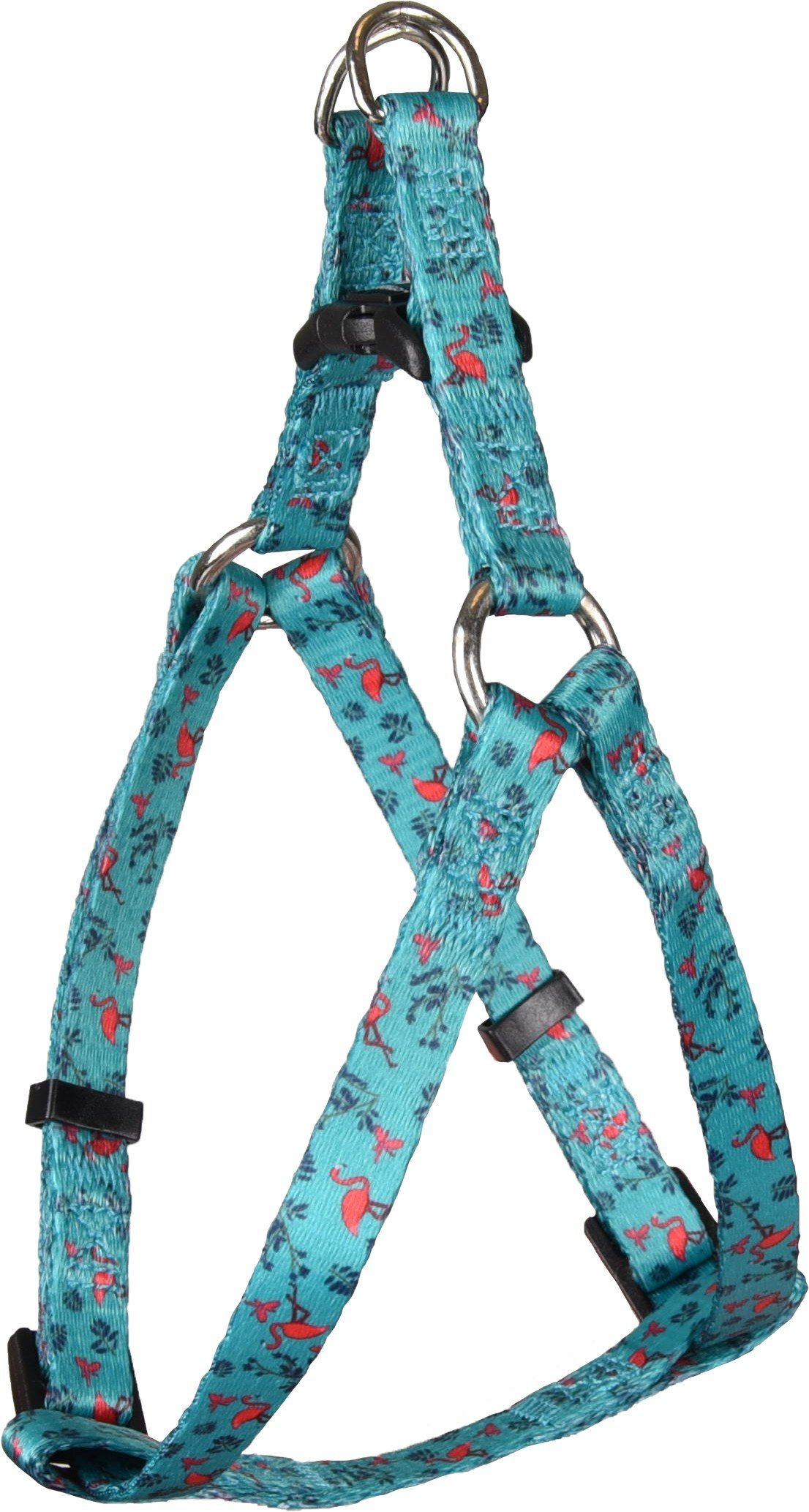 FL 520103  HARNESS STEP&GO SAMAR GREEN WITH FLAMINGO 30-40CM 10MM