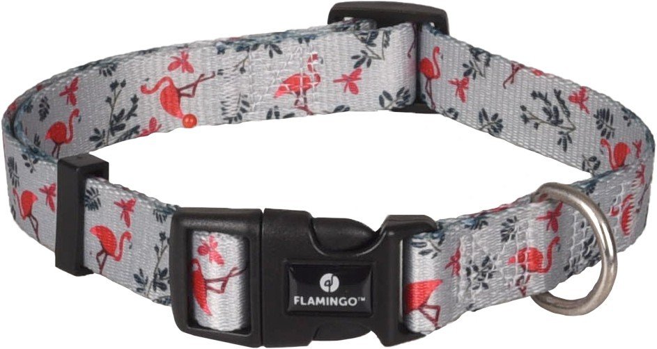 FL 520109  COLLAR SAMAR LIGHT GREEN WITH FLAMINGO 40-55CM 20MM