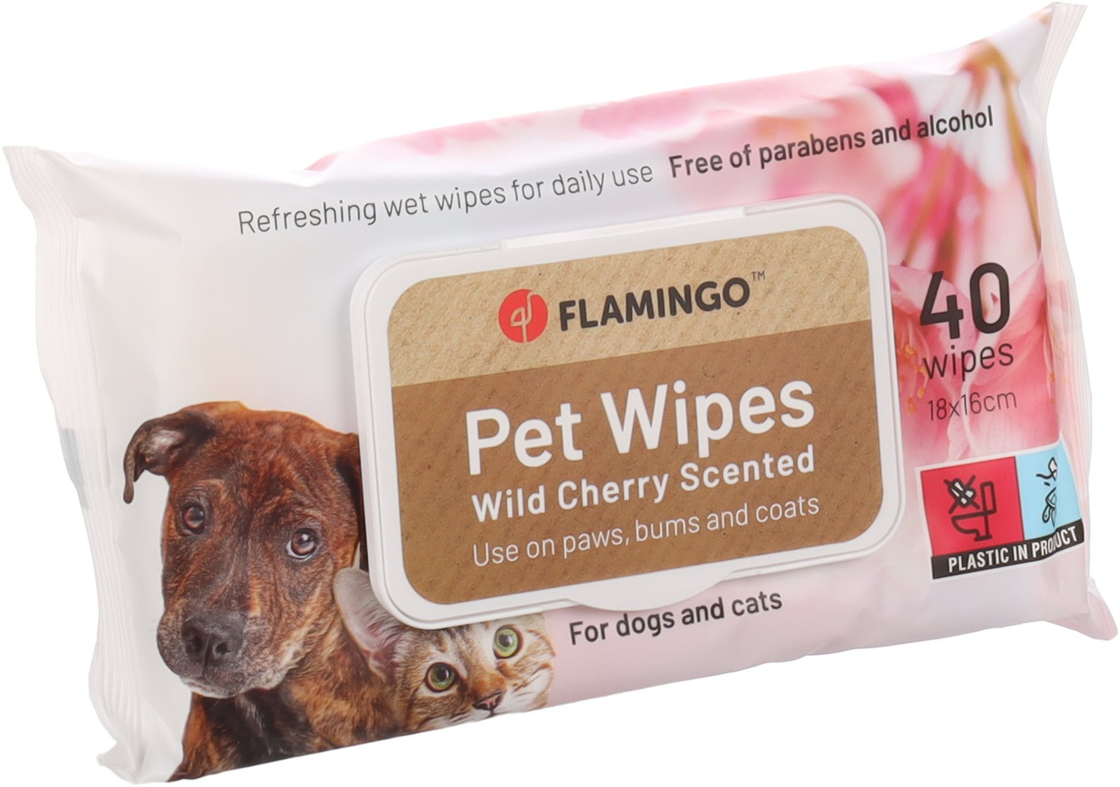 FL 522194 UNIVERSAL WIPES REINI WILD CHERRY 40PCS 18x16CM DISPLAY