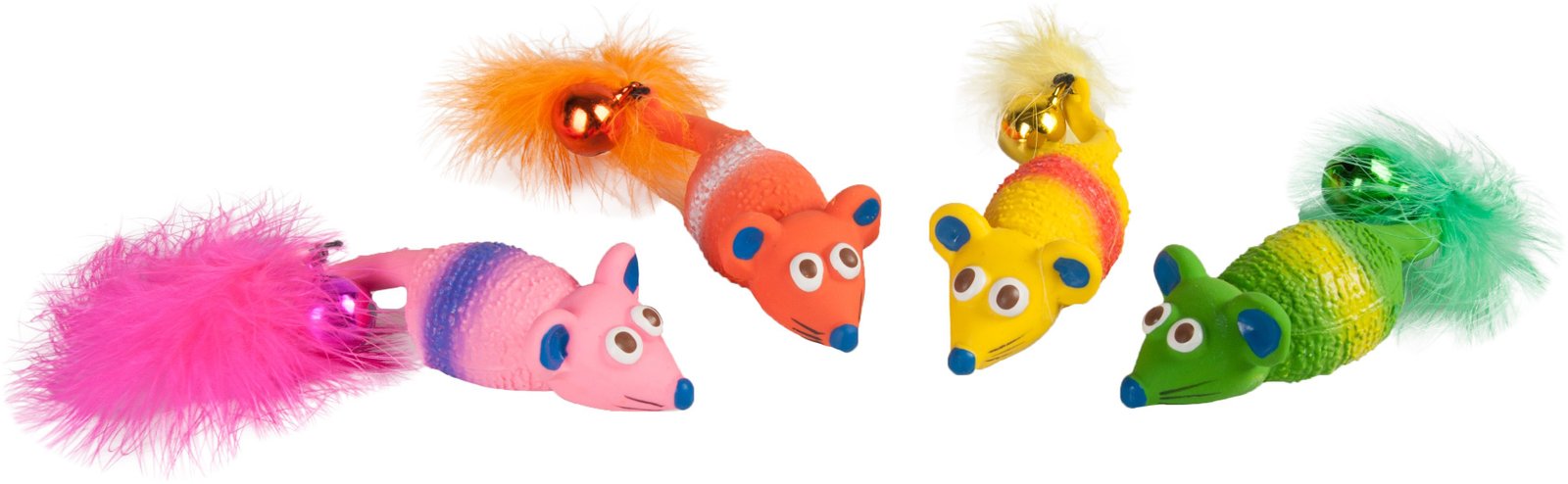 FL 512345 CT LATEX MOUSE WITH FEATHER&BELL MICKEY