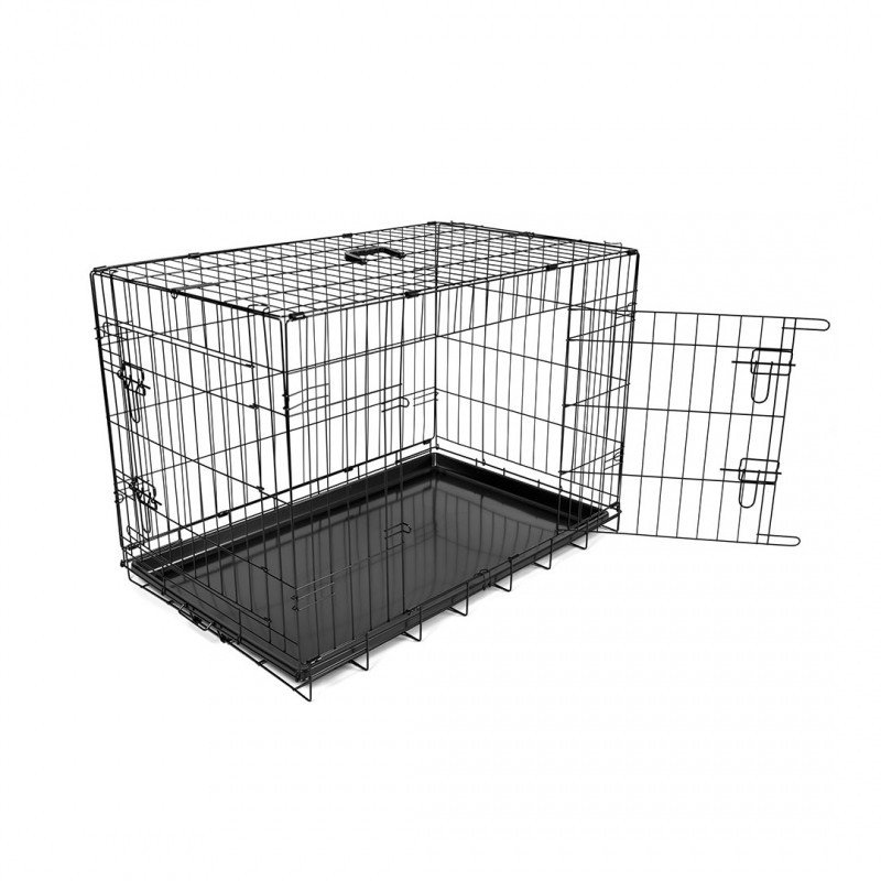 DV 780/381 Dog Crate 2Doors Plastic Tray 62x44x50cm black