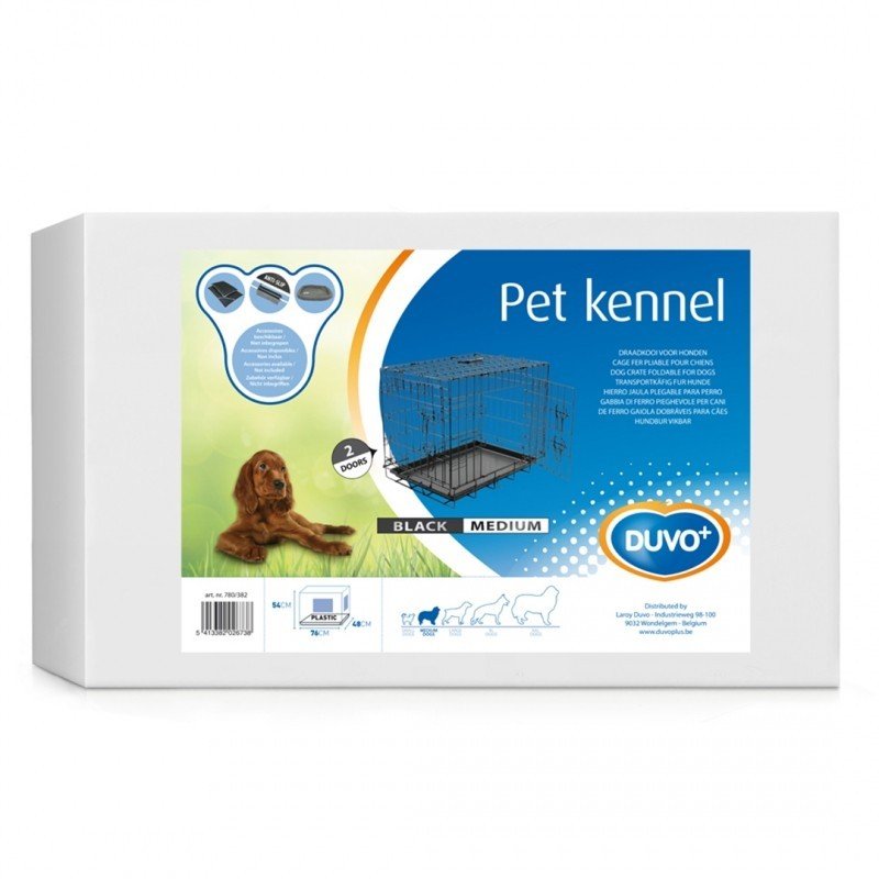 DV 780/382 Dog Crate 2Doors Plastic Tray 76x48x54cm black