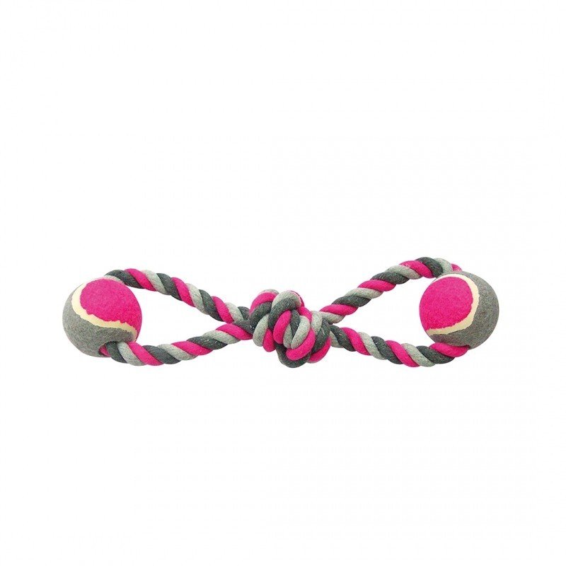 DV 4705048 TUG TOY KNOTTED COTTON 8-PULL RING TENNIS BALL 2X