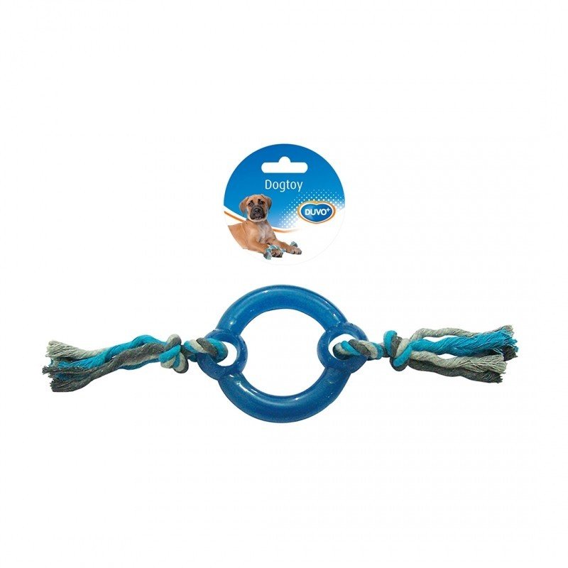 DV 4705064 TUG TOY KNOTTED COTTON PULL RING PLASTIC IN MIDDLE