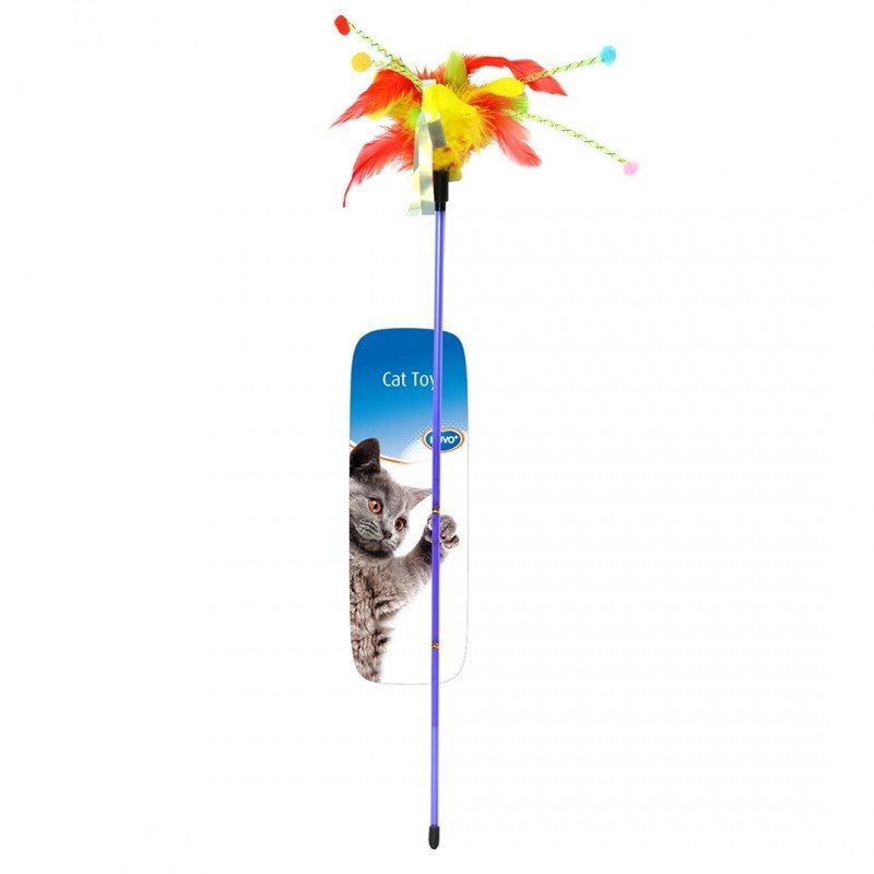 DV 1717032 ASSORTMENT PLAYING ROD WITH FEATHERS 62x3x1,5CM mixed colors
