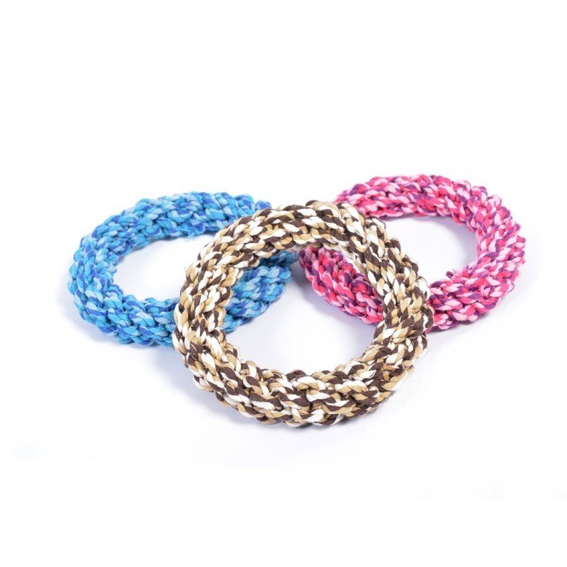 DV 4705101 Tug Toy Knotted Rope Ring Mix 14cm
