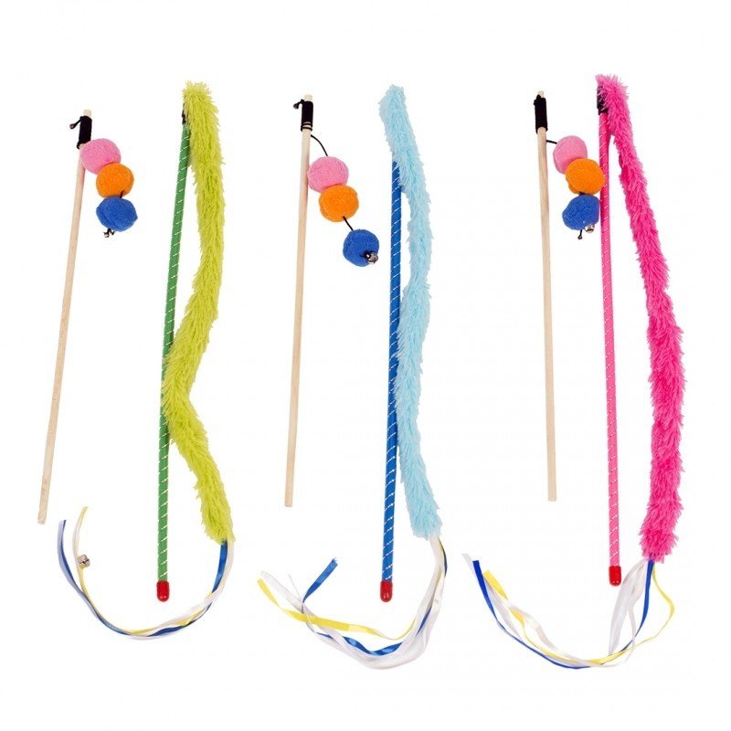 DV 121047 Playing Rod Set Plush Tail & Balls Mix
