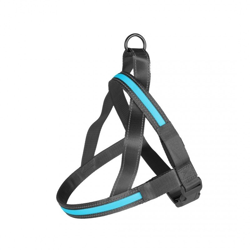 DV 10657 Metal Harnas Flash Light USB Nylon 50-65cm/25mm blue