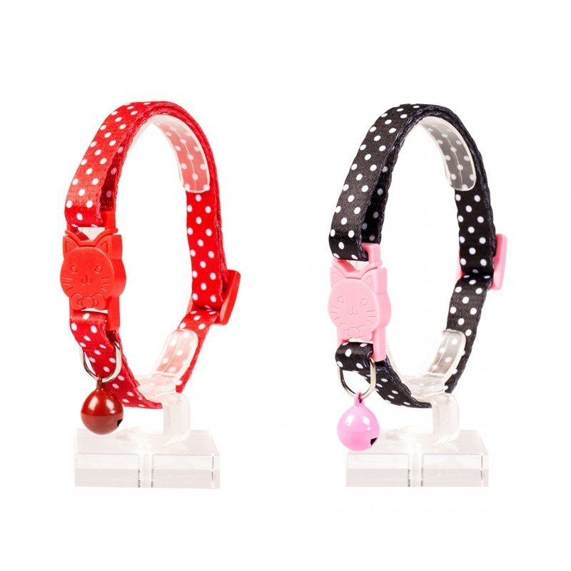 DV 11166 Cat Collar White Dots 20-30cm/10mm black/red