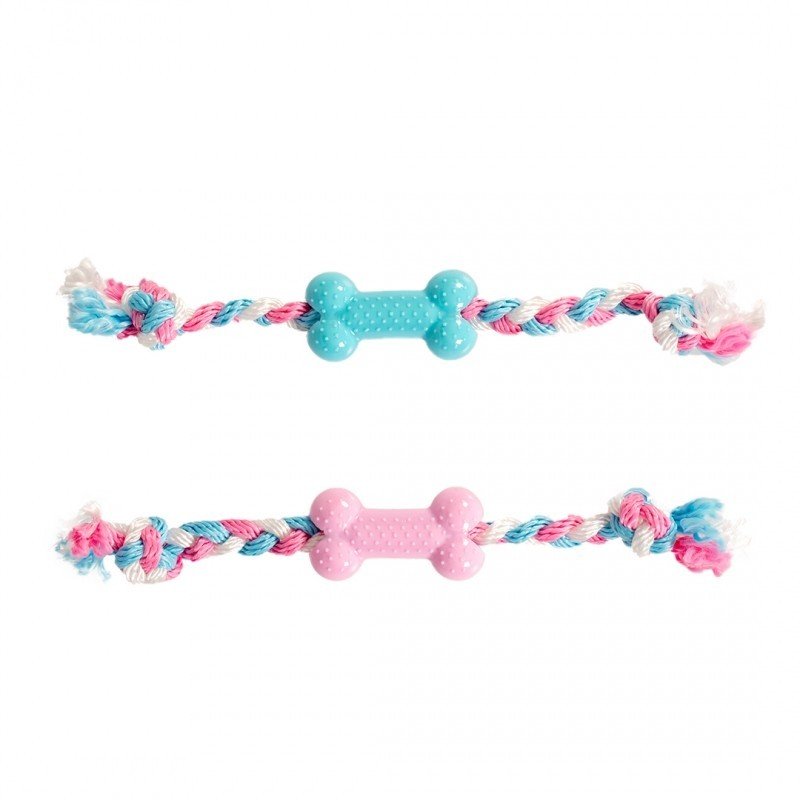 DV 11428 Dogtoy Puppy TPR Bone With Cotton Rope 35cm