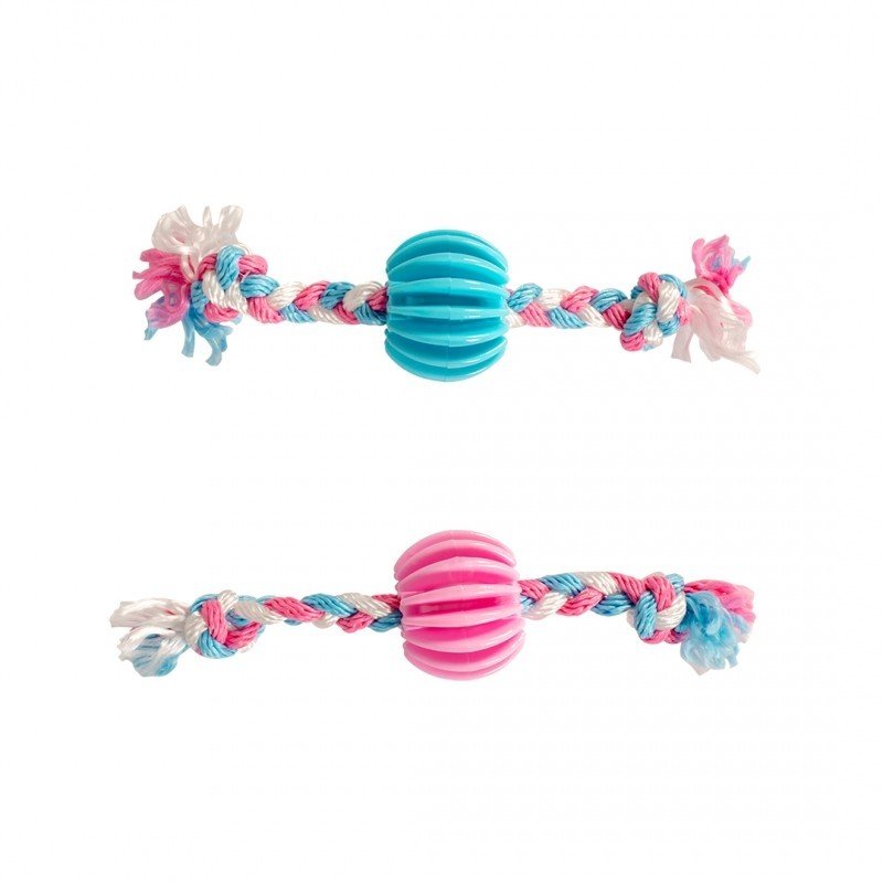 DV 11430 Dogtoy Puppy TPR Treat Ball With Cotton Rope 30cm