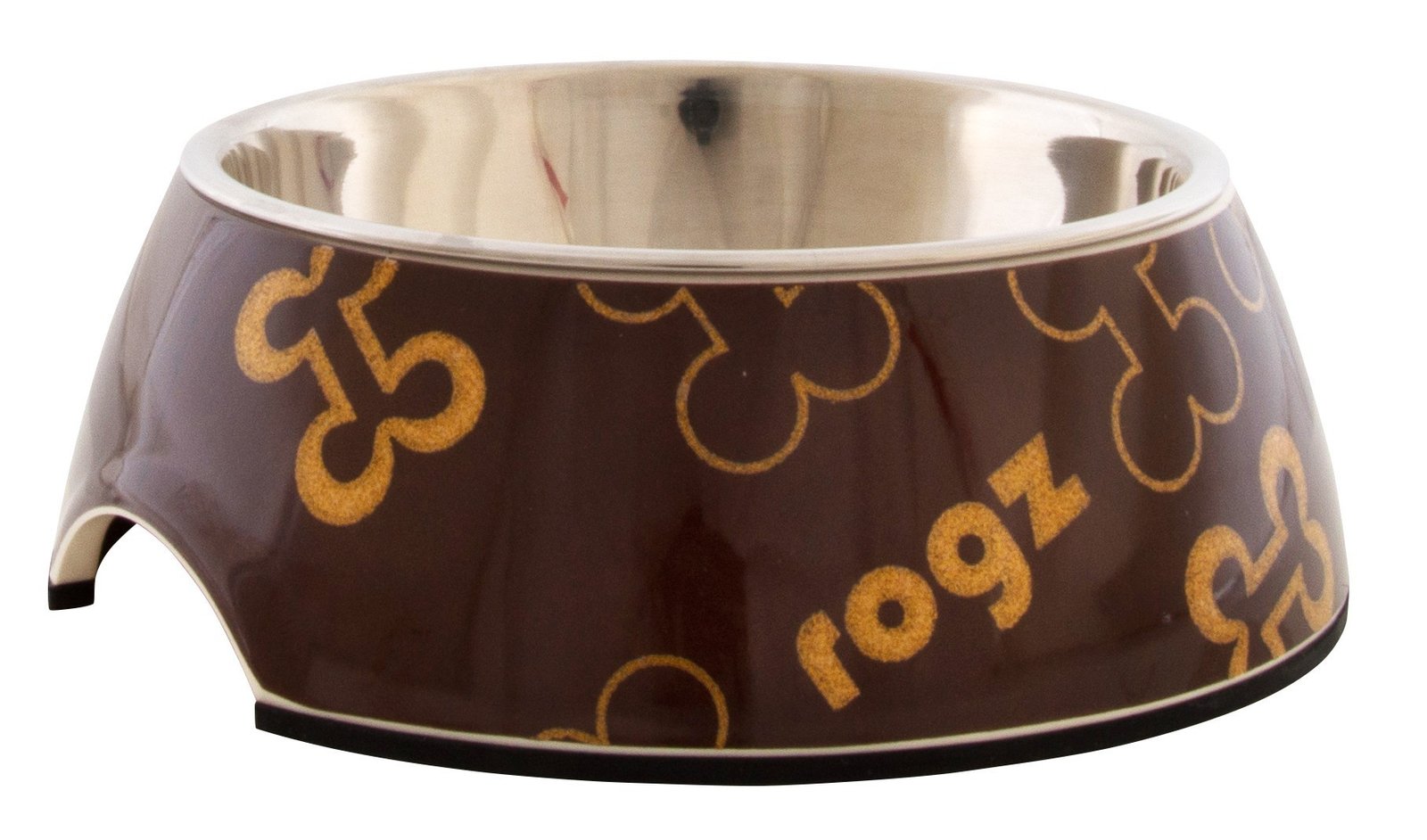 RO RBOWL521J Rogz Bowlz Trendy Medium Brown Bones