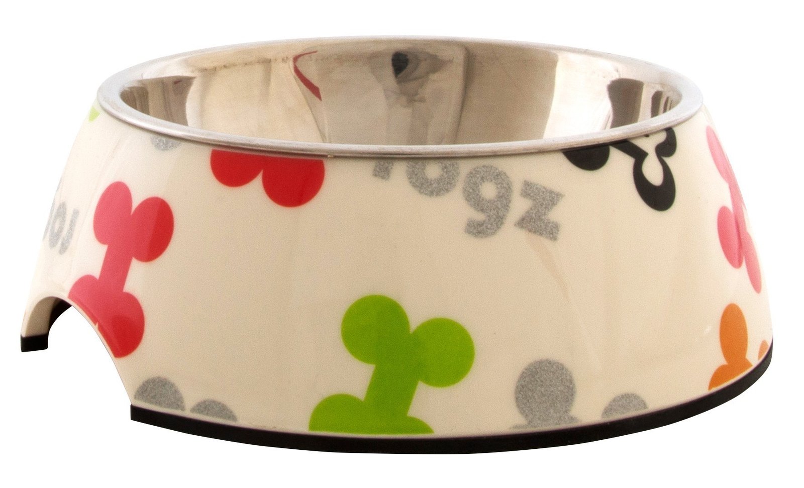 RO RBOWL521L Rogz Bowlz Trendy Medium Black Bones