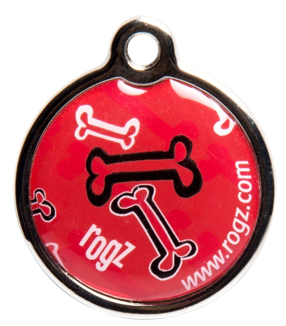 RO RIDM31CC RogZ ID Tag Large Metal Red Rogz Bone
