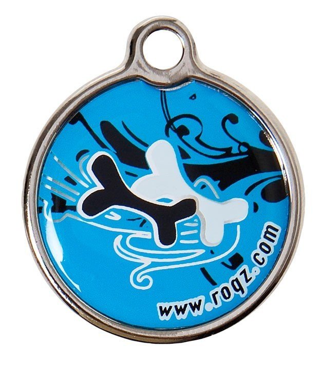 RO RIDM31BK RogZ ID Tag Large Metal Turquoise Chrome