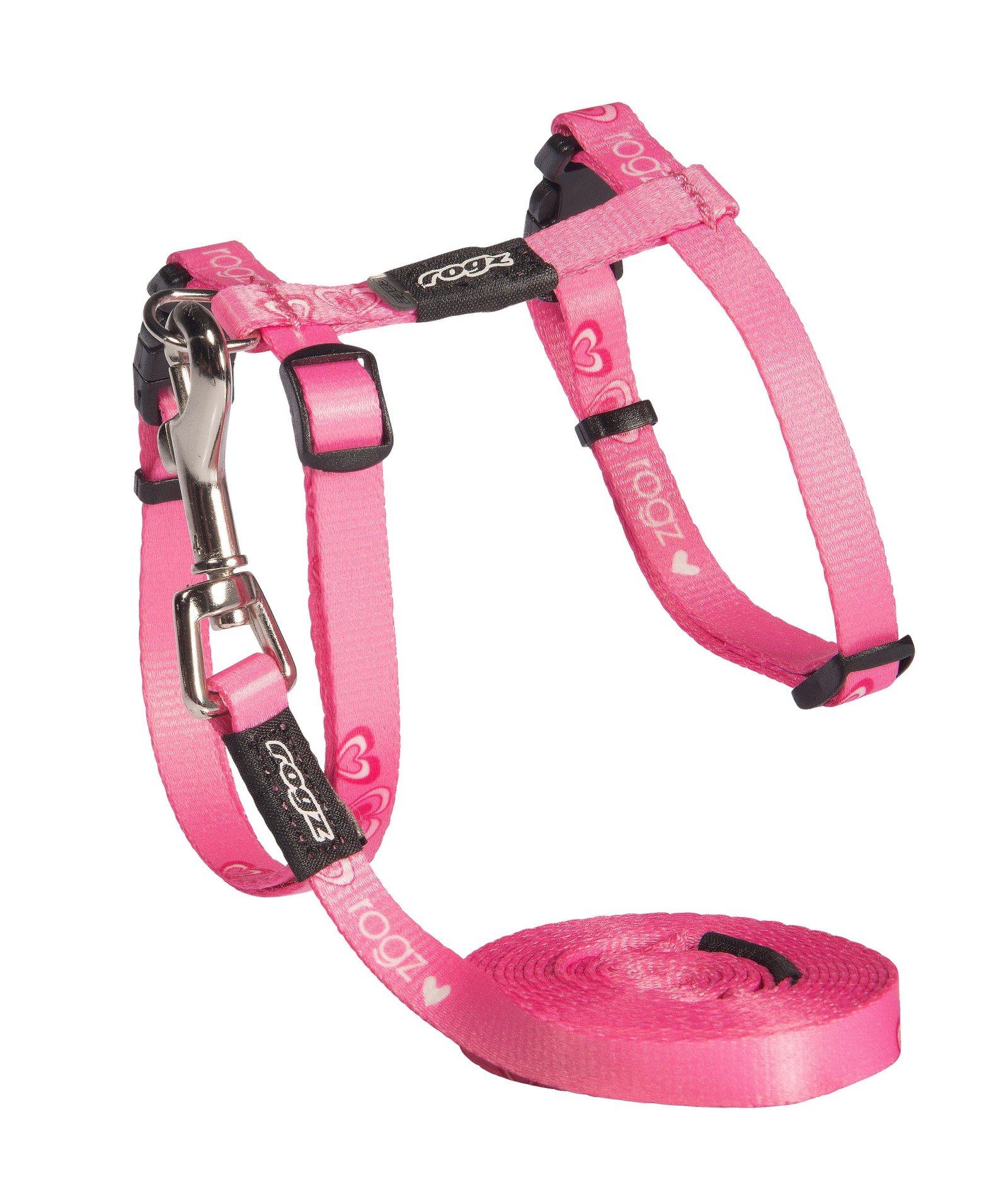 RO RCLJ07P HARNESS & LEAD SET  11mm.>1,8m/24-30 cm Pink Hearts